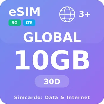 SIM karta 3 Zemí Mobilní Internet - eSIM 10GB 30 dní datová SIM karta