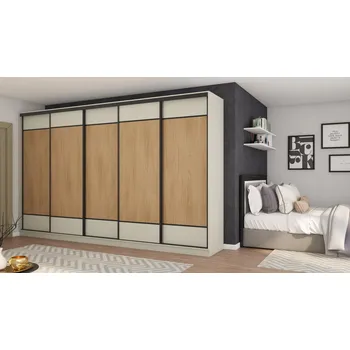 Šatní skříň Skříň eMeblast Posuvné skříně 5D 400 x 244 x 64 cm kašmír