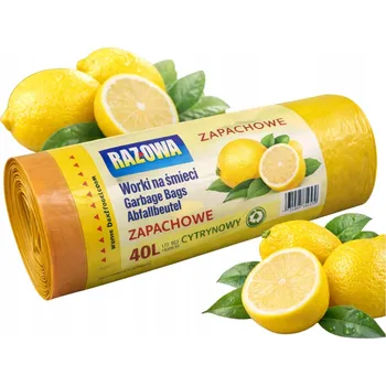 Pytle na odpadky Voňavé pytle na odpadky Raz Dwa 60 l se stahovací páskou, žluté, 10 ks