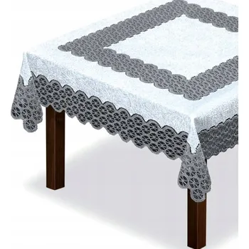 ubrus Žakárový ubrus vzor 24900 100x100cm čtverec krémově bílá / šedá, silná příze