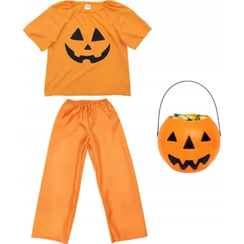 Karnevalový kostým SADA DÝNĚ KOSTÝM DÝNĚ HALLOWEEN ORANŽOVÝ 134-140 3 díly