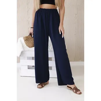 Dámské kalhoty Kalhoty se širokými nohavicemi námořnická modř UNI