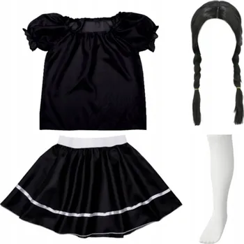 Karnevalový kostým Wednesday Addamsová ČERNÝ KOSTÝM 134-140 4 ks