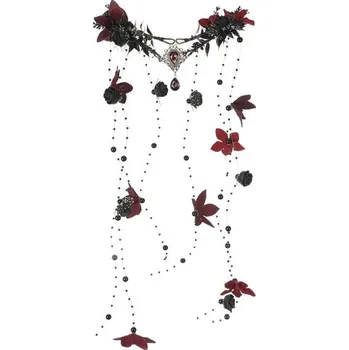 MOSTORY Černá květinová čelenka s vílou - gotická květinová čelenka, koruna temného elfa pro