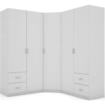 Šatní skříň Skříň eMeblast bílá laminovaná deska 4 zásuvky 189x214x55 cm