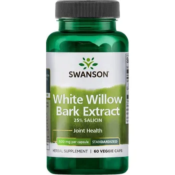 Zdraví Swanson Maximum Power White Willow Bark Doplněk stravy pro podporu kloubů 60 ks, vegetariánská kapsle, 500 mg, EXP. 04/2025