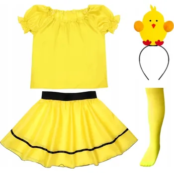 Karnevalový kostým KOSTÝM KUŘÁTKO, OBLEČENÍ KUŘE SADA Velikonoce ČELENKA 98-110