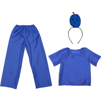 Karnevalový kostým KOSTÝM ŠVESTKA KALHOTY ČELENKA MODRÁ 98-110 4 díly