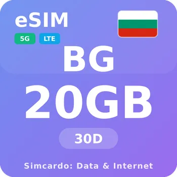 SIM karta Bulharsko Mobilní Internet - eSIM 20GB 30 dní datová SIM karta
