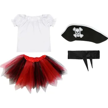 Karnevalový kostým KOSTÝM PIRÁTKA HALENKA SUKNĚ PÁS 134-140 4 díly