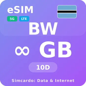 SIM karta Botswana Neomezený Mobilní Internet - eSIM 10 dní datová SIM karta