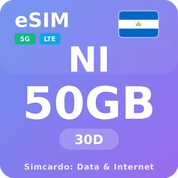 SIM karta Nikaragua Mobilní Internet - eSIM 50GB 30 dní datová SIM karta