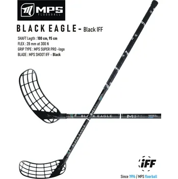 Florbalová hůl MPS BLACK EAGLE Black Florbalová hůl černá, Pravá (pravá ruka dole), 100cm (=110cm)