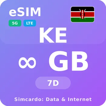 SIM karta Keňa Neomezený Mobilní Internet - eSIM 7 dní datová SIM karta (esims_ULE_7D_JP_V2)