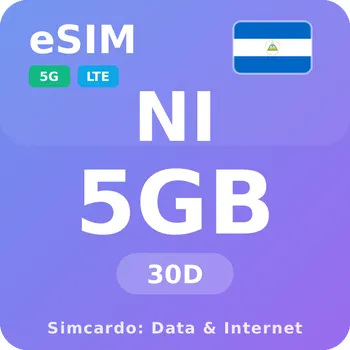 SIM karta Nikaragua Mobilní Internet - eSIM 5GB 30 dní datová SIM karta