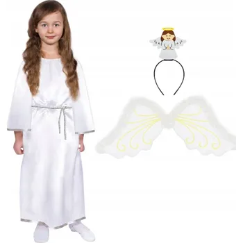 Karnevalový kostým ŠATY ANDĚLSKÉ KOSTÝM ANDĚLSKÁ ČELENKA 146-158