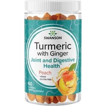 Zdraví Swanson Turmeric with Ginger Doplněk stravy s kurkumou a zázvorem 60 ks, Broskev, gummies