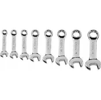 Klíč Očkoploché klíče 8-19 mm krátké, sada 8 kusů, pouzdro NEO TOOLS