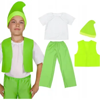 Karnevalový kostým KOSTÝM SKŘÍTEK ZELENÝ 116-128 4 díly