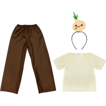 Karnevalový kostým KOSTÝM CIBULKA KALHOTY HALENKA ČELENKA 98-110 4el