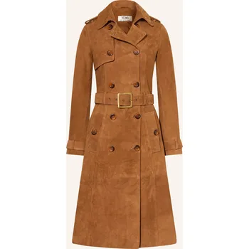 Dámský kabát Ricano Dámský Kožený Trenčkot, koňaková, 40