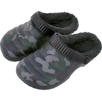 Dámské pantofle Kroksy dámské zateplené černé maskáčové (Teplé pantofle na doma)