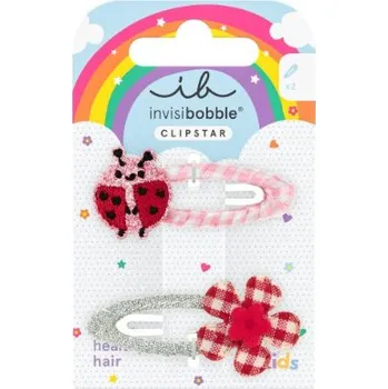 Módní doplněk Invisibobble Kids Snap Clipstar Happy Ladybird barevné sponečky do vlasů s dětskými motivy 2 ks, Happy Ladybird