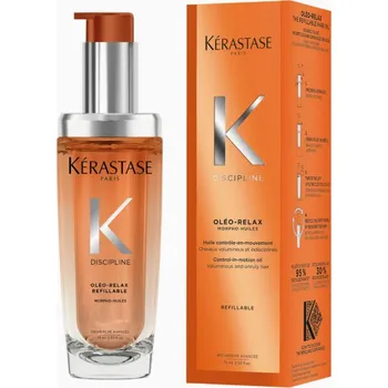Vlasová kosmetika Kérastase Discipline Oléo-Relax Advanced termo olej pro krepaté vlasy 75 ml, náhradní náplň + náhradní láhev