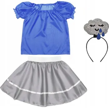 Karnevalový kostým KOSTÝM DO DEŠTĚ NEPROMOKAVÁ SUKNĚ ČELENKA 134-140 4e