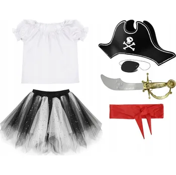 Karnevalový kostým KOSTÝM PIRÁTKA HALENKA SUKNĚ PÁS 134-140 6 dílů