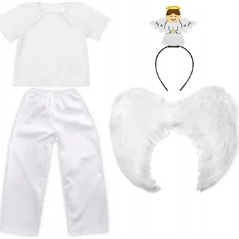 Karnevalový kostým KOSTÝM ANDĚL KALHOTY ČELENKA BÍLÁ 116-128 5 ks