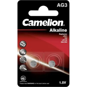 Elektronická součástka Camelion knoflíková alkalická baterie LR41 (AG3, LR736, 392, 192, GP92A, SR41) - 2 kusy; 1,5V