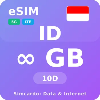 SIM karta Indonésie Neomezený Mobilní Internet - eSIM 10 dní datová SIM karta (esims_ULE_10D_IC_V2)