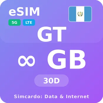 SIM karta Guatemala Neomezený Mobilní Internet - eSIM 30 dní datová SIM karta
