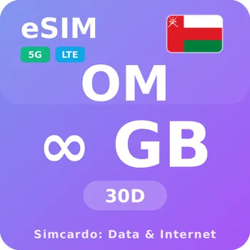 SIM karta Omán Neomezený Mobilní Internet - eSIM 30 dní datová SIM karta (esims_ULE_30D_NZ_V2)