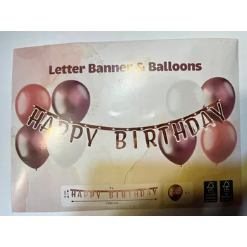NAROZENINOVÁ GIRLANDA S BALÓNKY. HAPPY BIRTHDAY. 100 cm. Hnědá