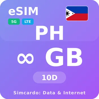 SIM karta Filipíny Neomezený Mobilní Internet - eSIM 10 dní datová SIM karta (esims_ULE_10D_PE_V2)