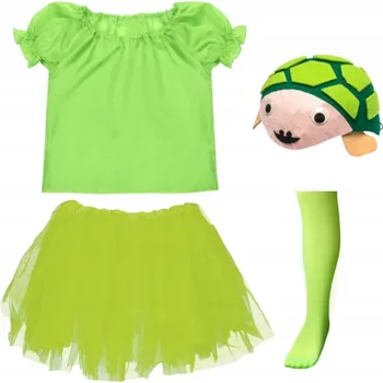 Karnevalový kostým KOSTÝM ŽELVIČKA KOSTÝM ŽELVA PŘEVLEK ZVÍŘÁTKO ČEPICE SUKÝNKA 98-110