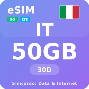 SIM karta Itálie Mobilní Internet - eSIM 50GB 30 dní datová SIM karta