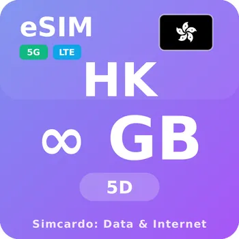 SIM karta Hongkong Neomezený Mobilní Internet - eSIM 5 dní datová SIM karta (esims_ULE_5D_GY_V2)