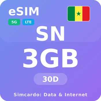 SIM karta Senegal Mobilní Internet - eSIM 3GB 30 dní datová SIM karta