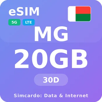 SIM karta Madagaskar Mobilní Internet - eSIM 20GB 30 dní datová SIM karta