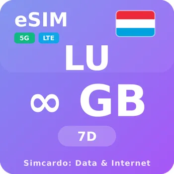 SIM karta Lucembursko Neomezený Mobilní Internet - eSIM 7 dní datová SIM karta (esims_ULE_7D_LT_V2)