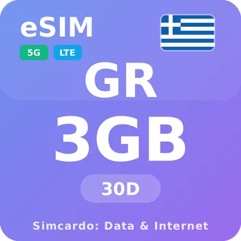 SIM karta Řecko Mobilní Internet - eSIM 3GB 30 dní datová SIM karta