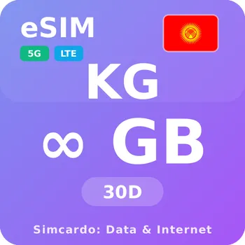 SIM karta Kyrgyzstán Neomezený Mobilní Internet - eSIM 30 dní datová SIM karta