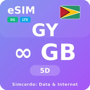 SIM karta Guyana Neomezený Mobilní Internet - eSIM 5 dní datová SIM karta