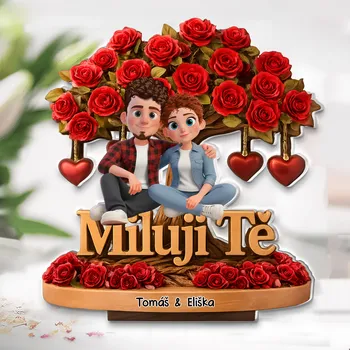 Plakát Akrylový plak - Miluji tě 20 cm + stojanem