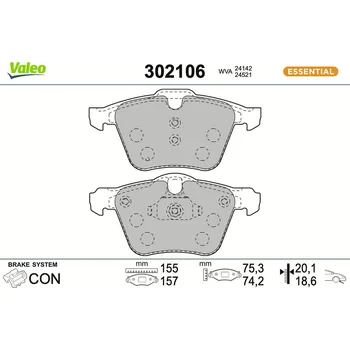 Brzdová destička Sada brzdových destiček, kotoučová brzda VALEO 302106