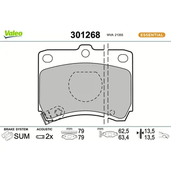 Brzdová destička Sada brzdových destiček, kotoučová brzda VALEO 301268