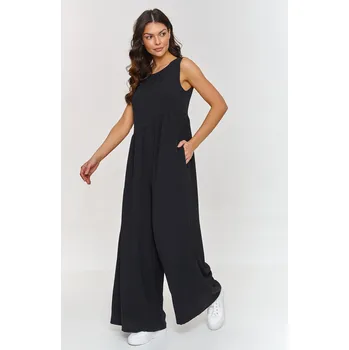 Dámský overall Volný maxi overal s širokými nohavicemi M887 Barva: Černá, Velikost: M